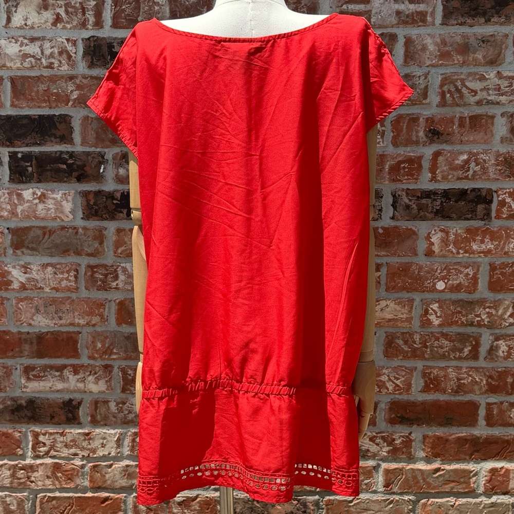 Lane Bryant plus size cherry red tunic 🍒 with cutouts and a drawstring/ 22/24 - Picture 6 of 14
